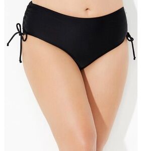 Swimsuits for All - Black side tie adjustable swim Brief Size Large